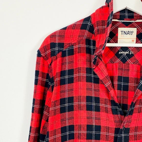 Aritzia TNA Red Plaid Button Down Oversized Shirt - Picture 4 of 4